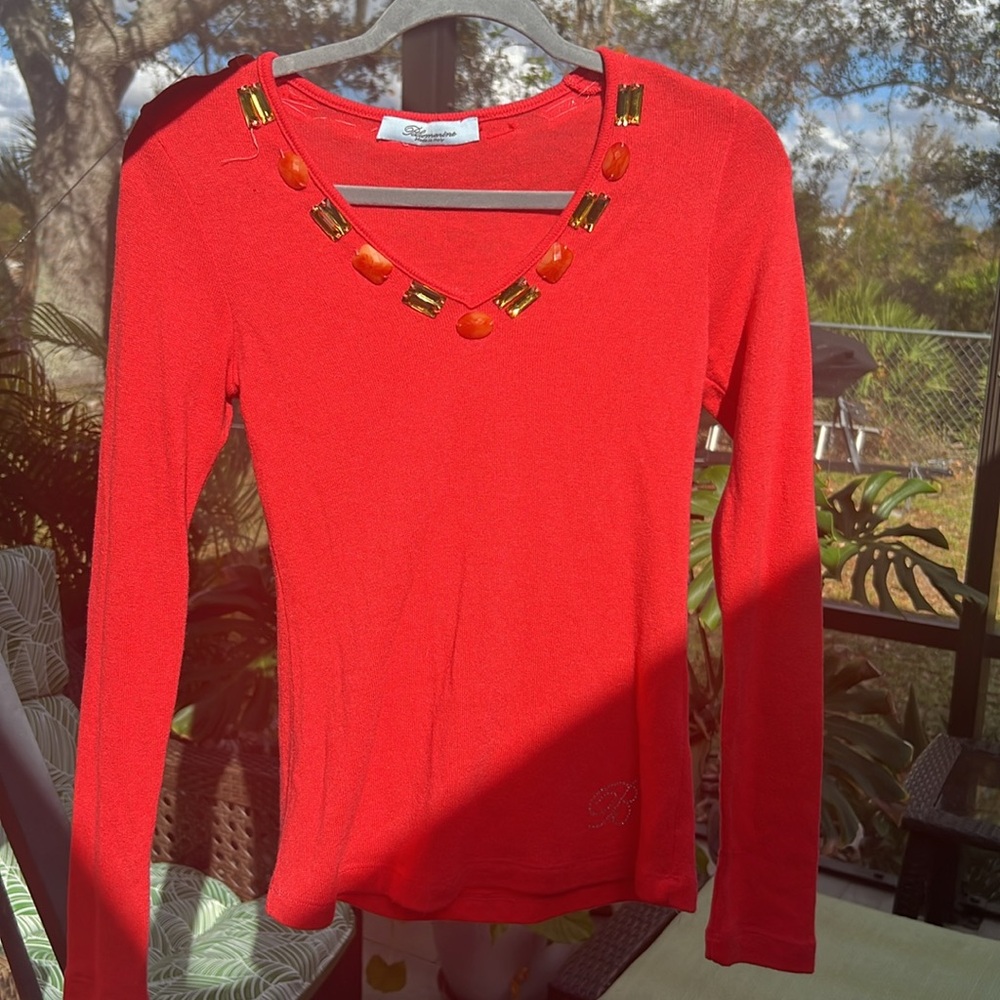 Blumarine bright  coral set- sweater and a jacket - Picture 3 of 8